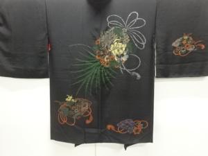 大正ロマン　漆花薬玉模様織出し絵羽織